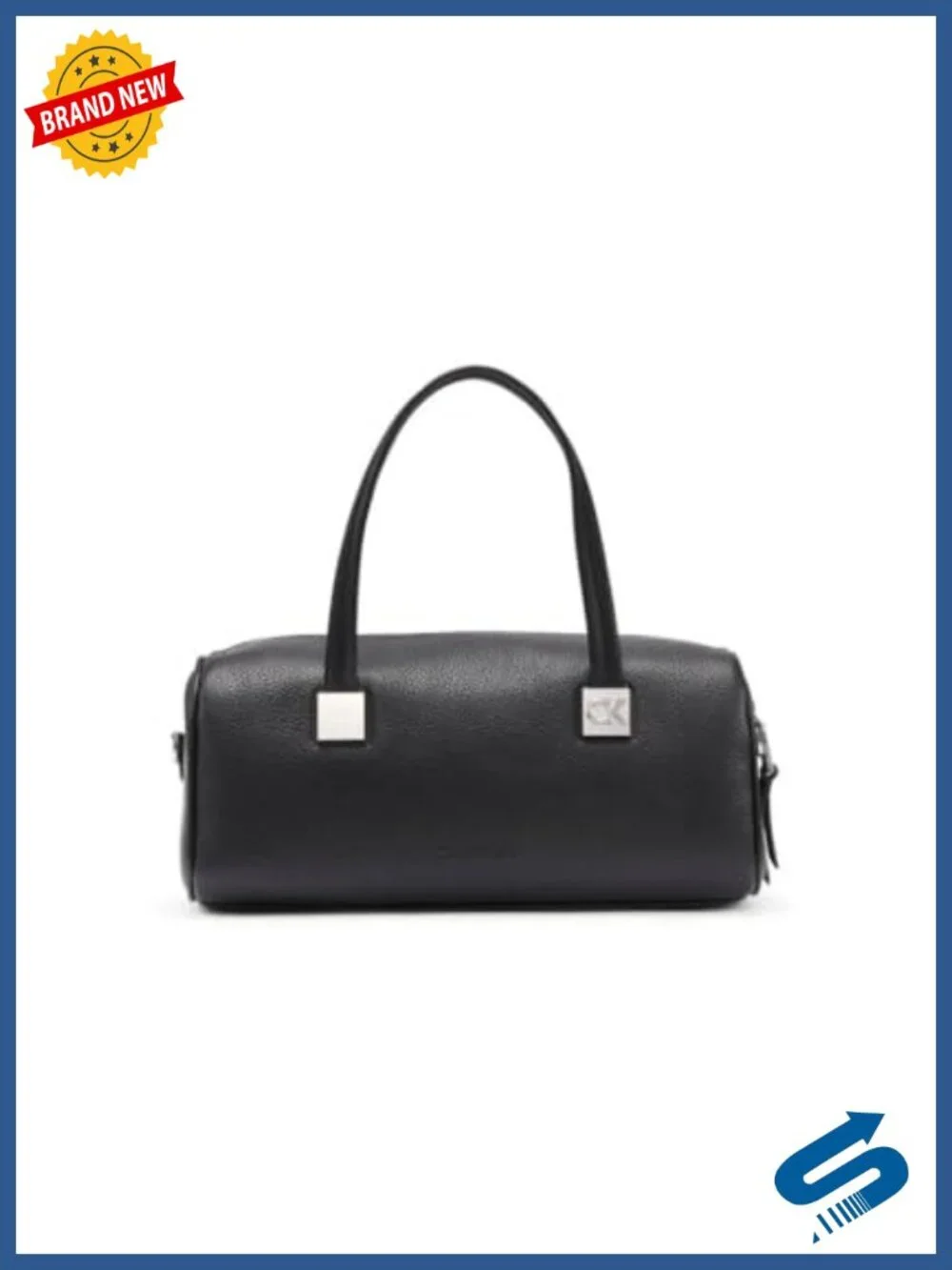 Vegan Leather Barrel Satchel with Crossbody Strap